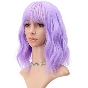 Purple wig (wavy with bangs)